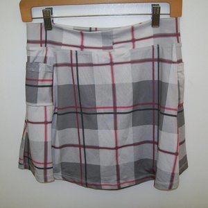 Running Skirts Womens Plaid SKORT Stretch Skirt & Briefs Athleisure 4-6 Gray Wht